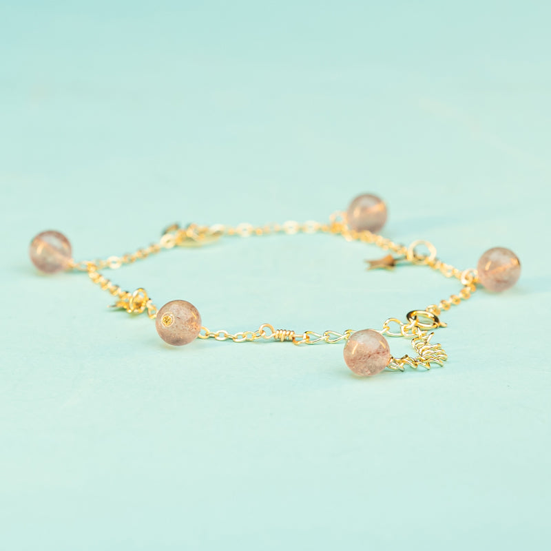 "Crystal Moon and Stars Bracelets: Symbolism and Zodiac Recommendations for Green Phantom Crystal and Strawberry Crystal"