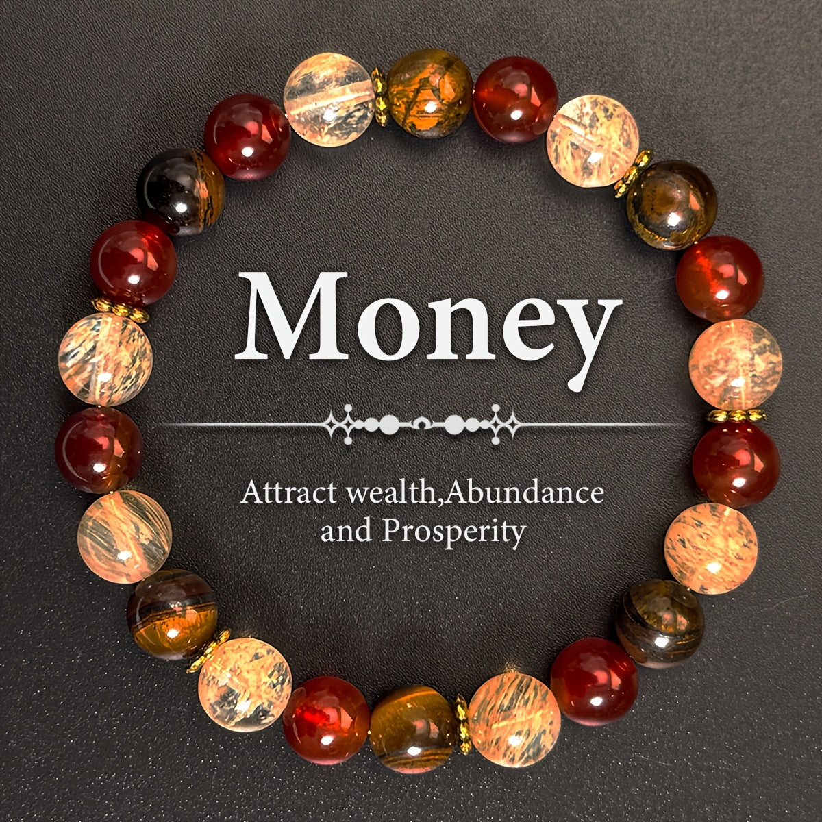 Jewelry Gift for Men and Women - Natural Crystal Red Agate Bracelet with Tiger Eye Stone& Bohemian Colorblock Beaded Crystal Bracelet Wealth bracelet