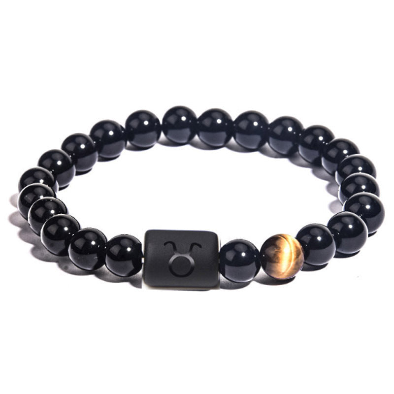 "Harmonizing Energies: The Black Obsidian Zodiac Bracelet"