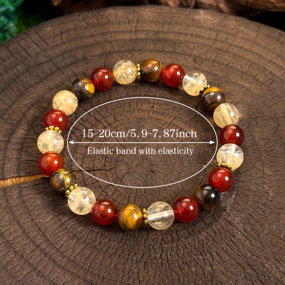 Jewelry Gift for Men and Women - Natural Crystal Red Agate Bracelet with Tiger Eye Stone& Bohemian Colorblock Beaded Crystal Bracelet Wealth bracelet