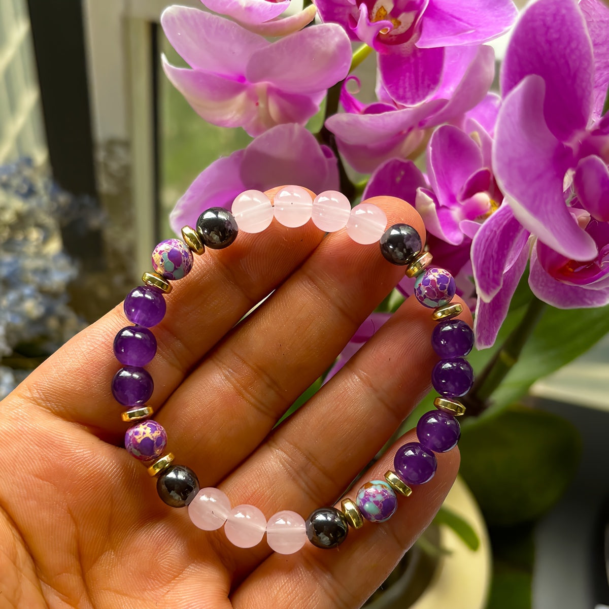 Balanced Chakra Energy Wristband,Jewelry Gift for Men and Women Boho couple bracelets 2025 energy jewelry Bohemian Colorblock Beaded Crystal Bracelet