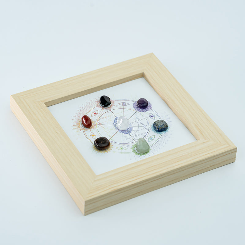 "Unveiling Harmony: The Radiance of Rainbow Stone Chakra Frames"