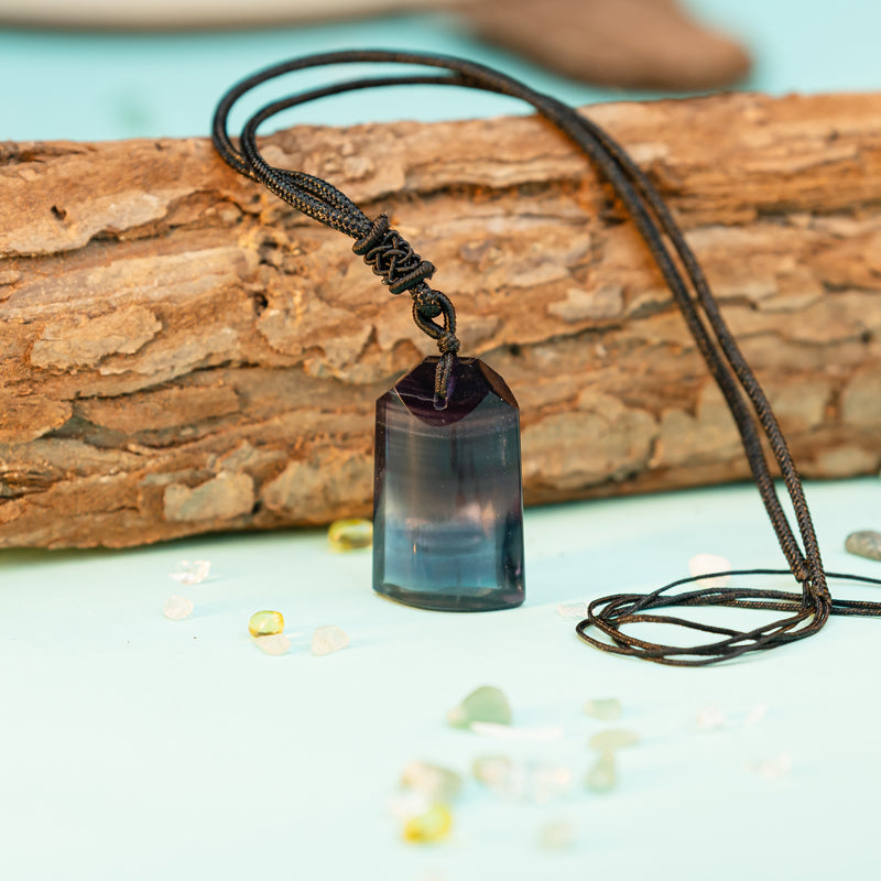 "Radiant Vitality: The Rainbow Fluorite Pendant"