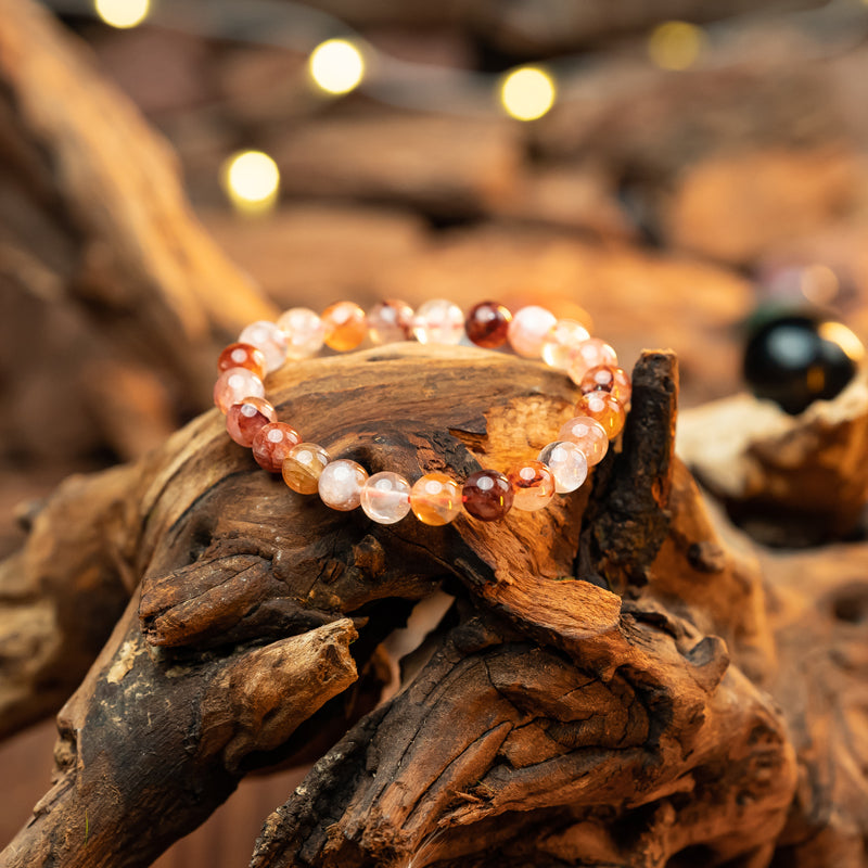 "Gentle Guardian of Love: Cherry Blossom Quartz Bracelet - A Symbol of Emotional Healing and Inner Peace"