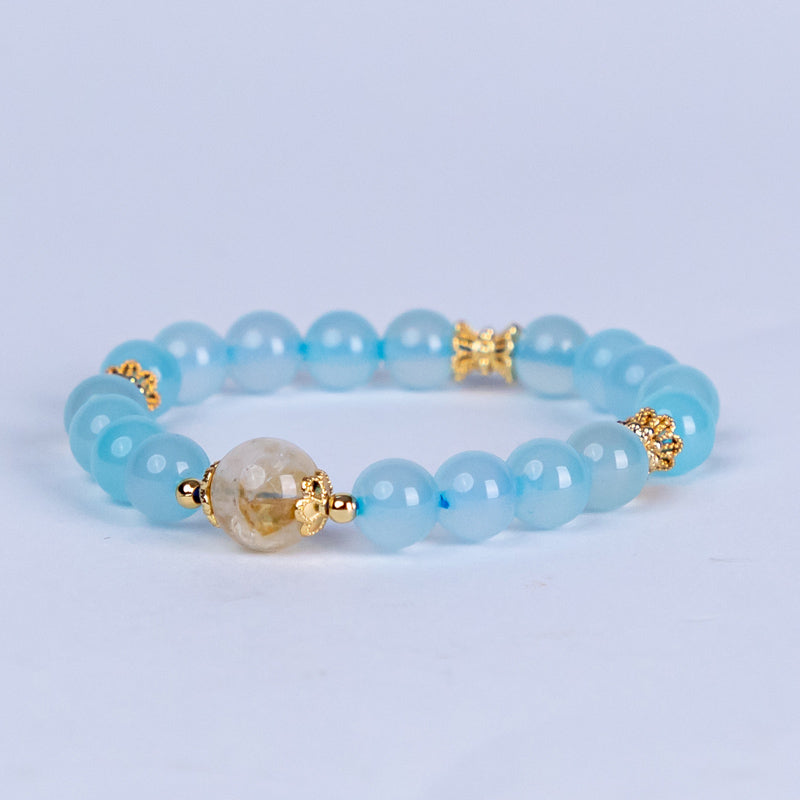 Blue Chalcedony and Citrine Bracelet: A Radiant Blend of Serenity and Vitality