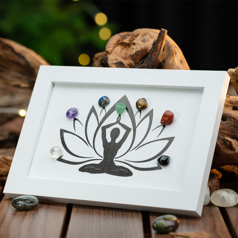 "Inner Peace: Chakra Frame with Yoga Inspiration"