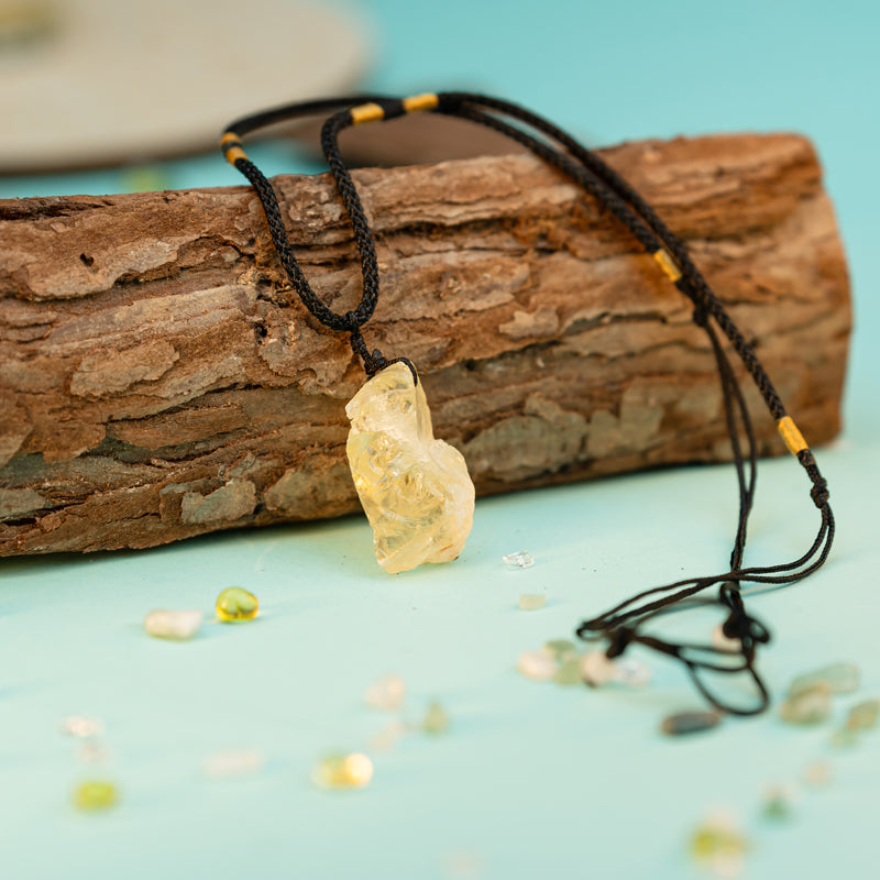 "Radiant Sunlight: Natural Yellow Crystal Pendant"