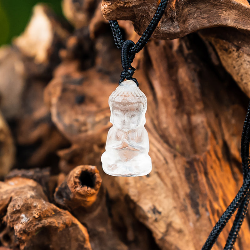 "Embracing Wisdom and Tranquility: The White Crystal Buddha Pendant"