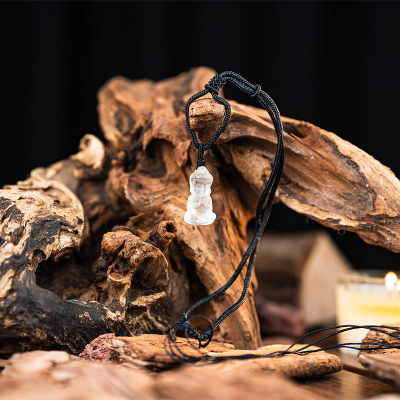 "Embracing Wisdom and Tranquility: The White Crystal Buddha Pendant"