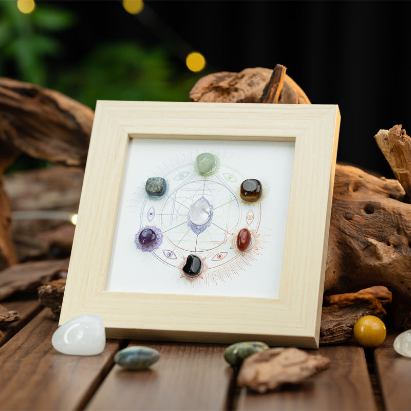 "Unveiling Harmony: The Radiance of Rainbow Stone Chakra Frames"