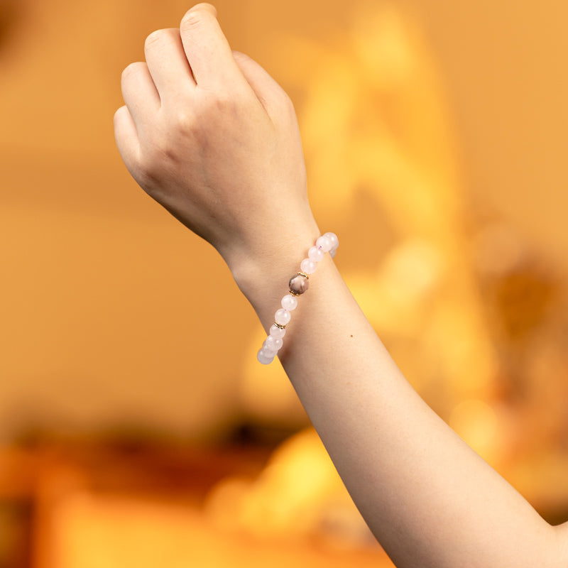 Rose Quartz and Agate Bracelet: A Soothing Embrace of Self-Love and Protection