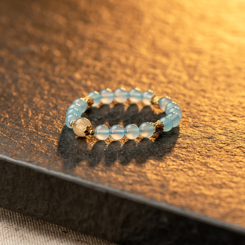 Blue Chalcedony and Citrine Bracelet: A Radiant Blend of Serenity and Vitality