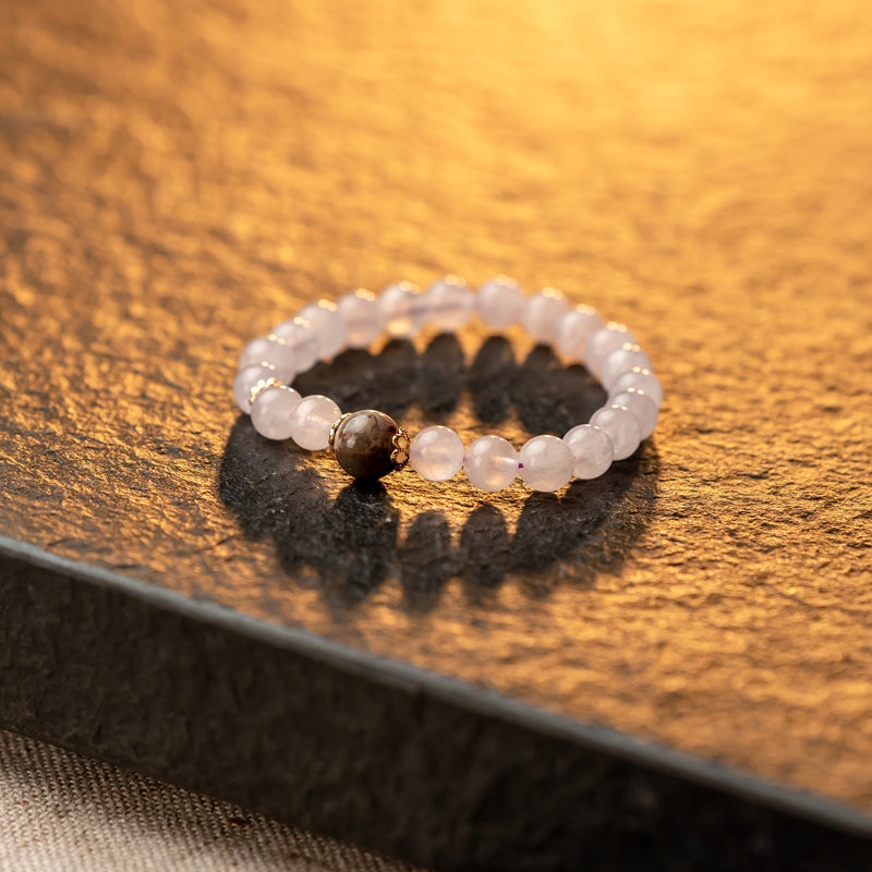 Rose Quartz and Agate Bracelet: A Soothing Embrace of Self-Love and Protection