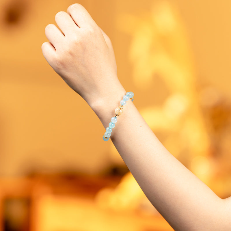 Blue Chalcedony and Citrine Bracelet: A Radiant Blend of Serenity and Vitality