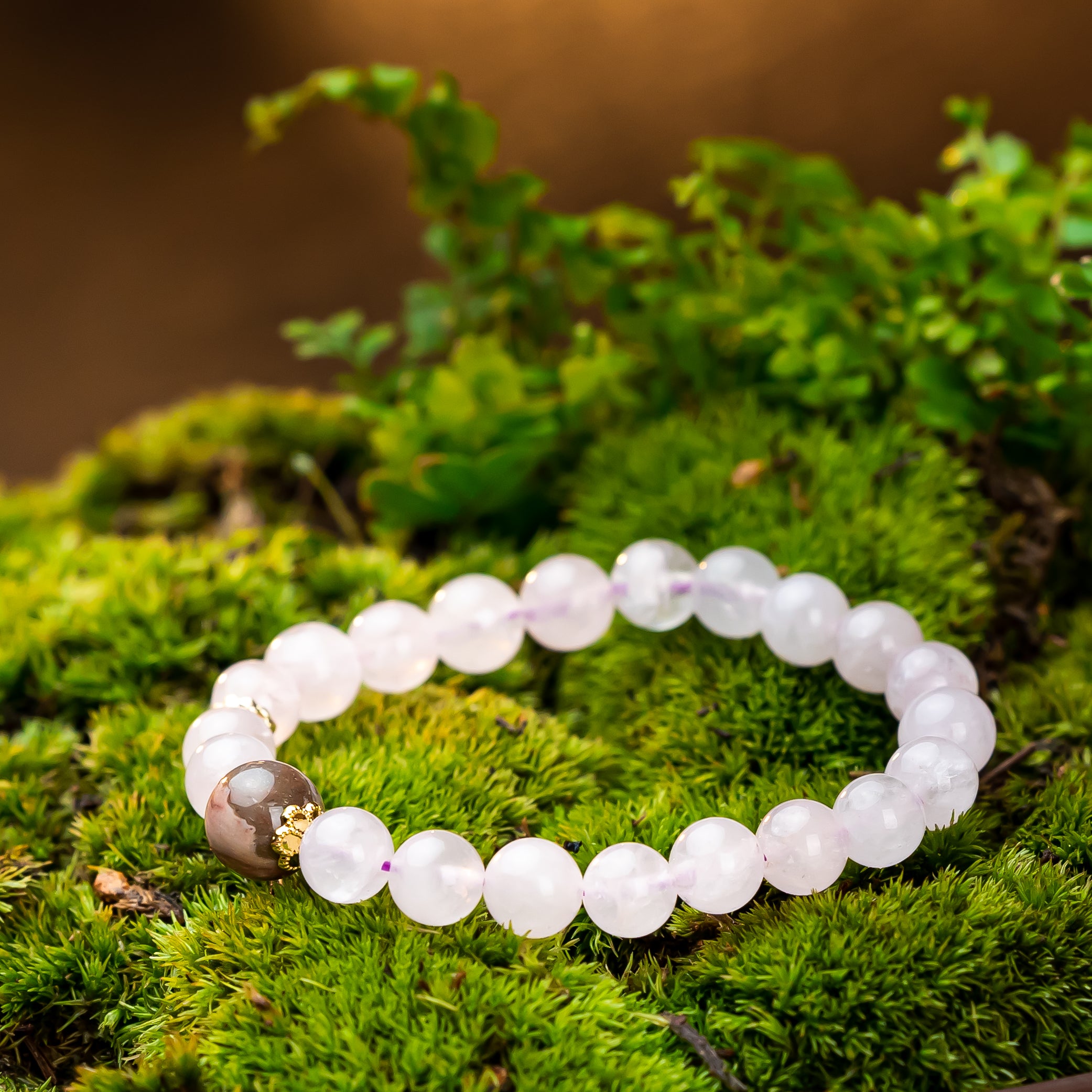 Rose Quartz and Agate Bracelet: A Soothing Embrace of Self-Love and Protection