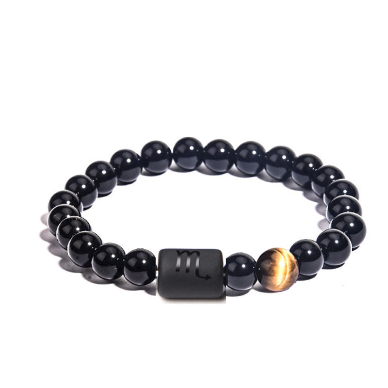 "Harmonizing Energies: The Black Obsidian Zodiac Bracelet"