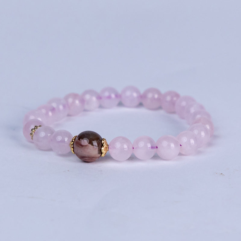 Rose Quartz and Agate Bracelet: A Soothing Embrace of Self-Love and Protection