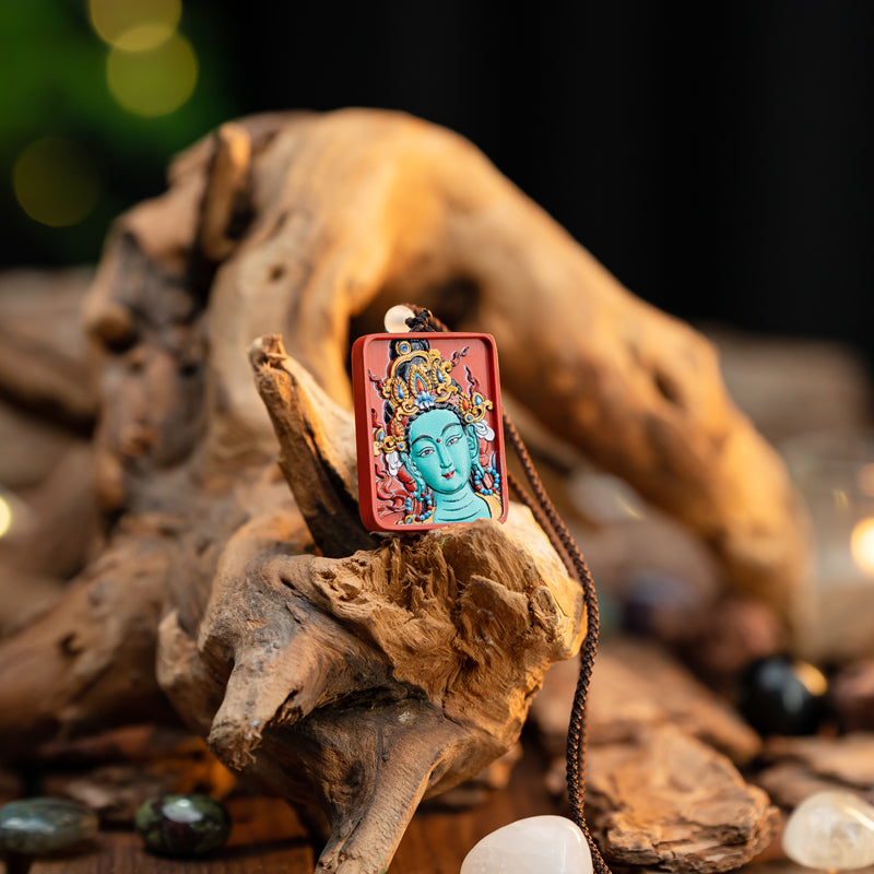 "Red Mystery: Exquisite Handmade Cinnabar Pendant"