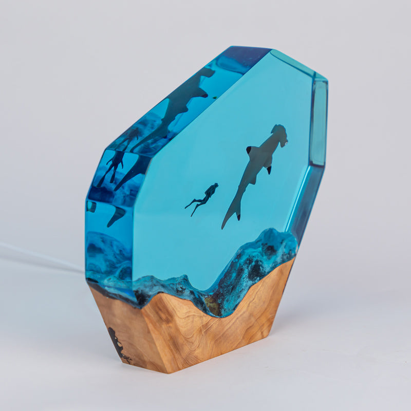 Deep Sea Hammerhead Shark Resin Ambiance Light - The Enigmatic Guardian of the Ocean Depths