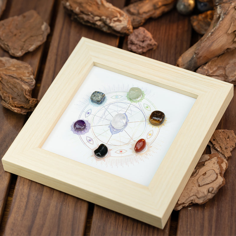 "Unveiling Harmony: The Radiance of Rainbow Stone Chakra Frames"