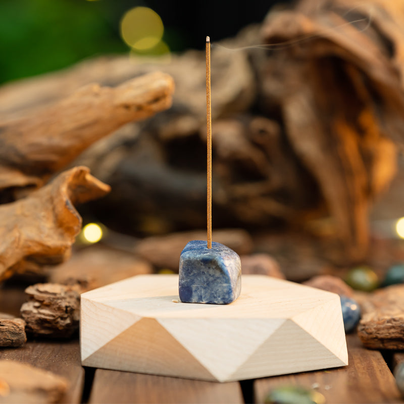 "Elemental Elegance: Red Obsidian, Tiger's Eye, and Lapis Lazuli Cube Incense Burners"