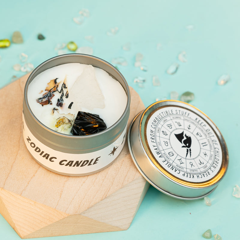 "Stellar Scents: The Zodiac Collection of Crystal-Infused Candles"