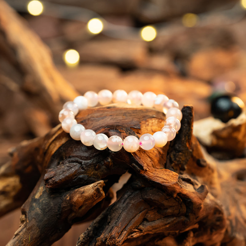 "Whispers of Spring: The Delicate Blossom of a Cherry Quartz Bracelet"