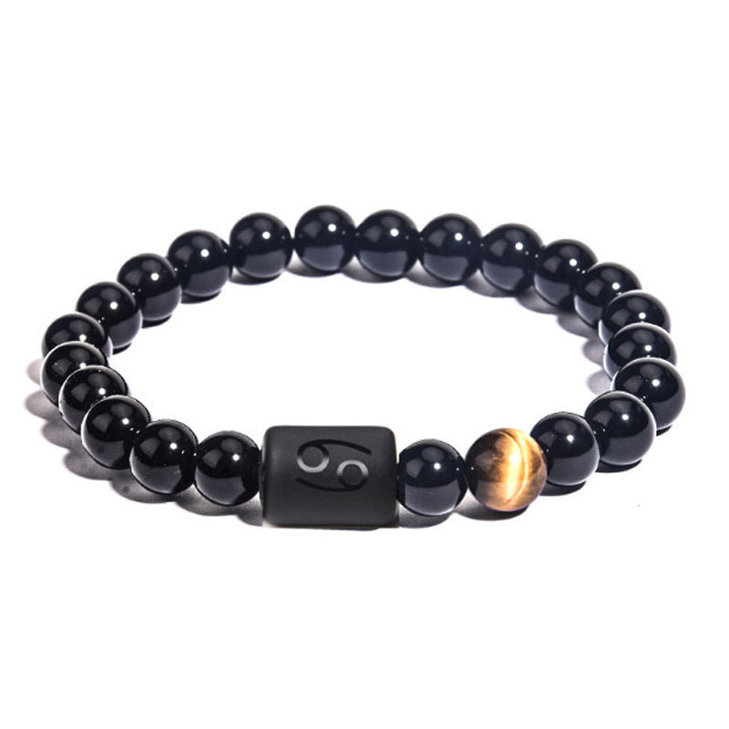 "Harmonizing Energies: The Black Obsidian Zodiac Bracelet"