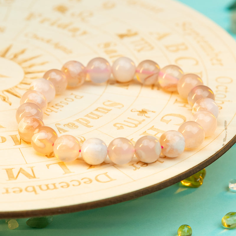 "Whispers of Spring: The Delicate Blossom of a Cherry Quartz Bracelet"