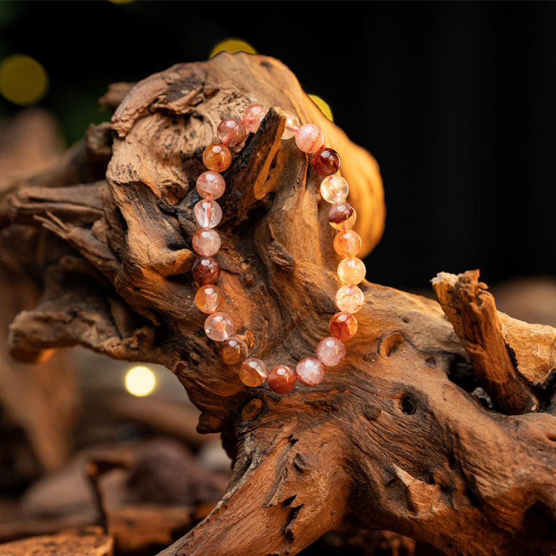 "Gentle Guardian of Love: Cherry Blossom Quartz Bracelet - A Symbol of Emotional Healing and Inner Peace"