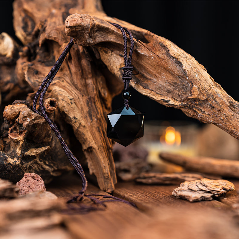 "Obsidian Six-Pointed Star Pendant: Strength, Protection, and Balance"