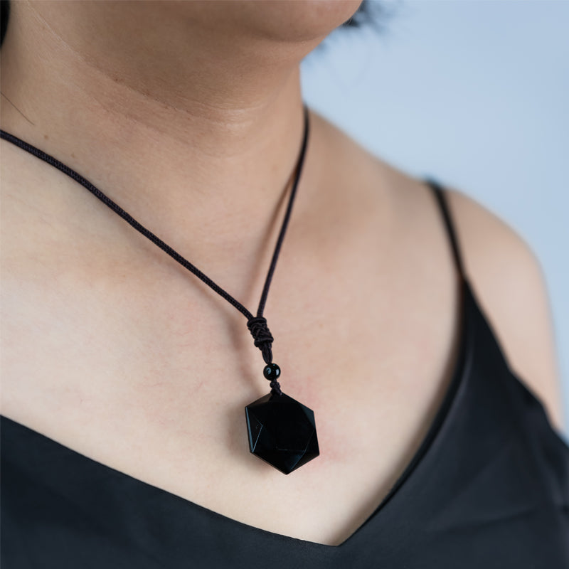 "Obsidian Six-Pointed Star Pendant: Strength, Protection, and Balance"