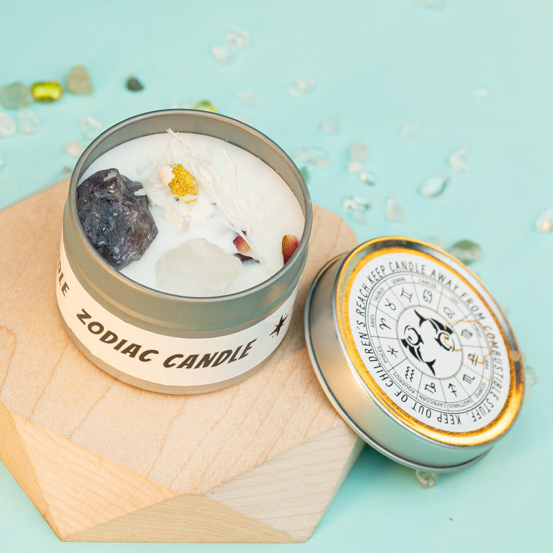 "Stellar Scents: The Zodiac Collection of Crystal-Infused Candles"