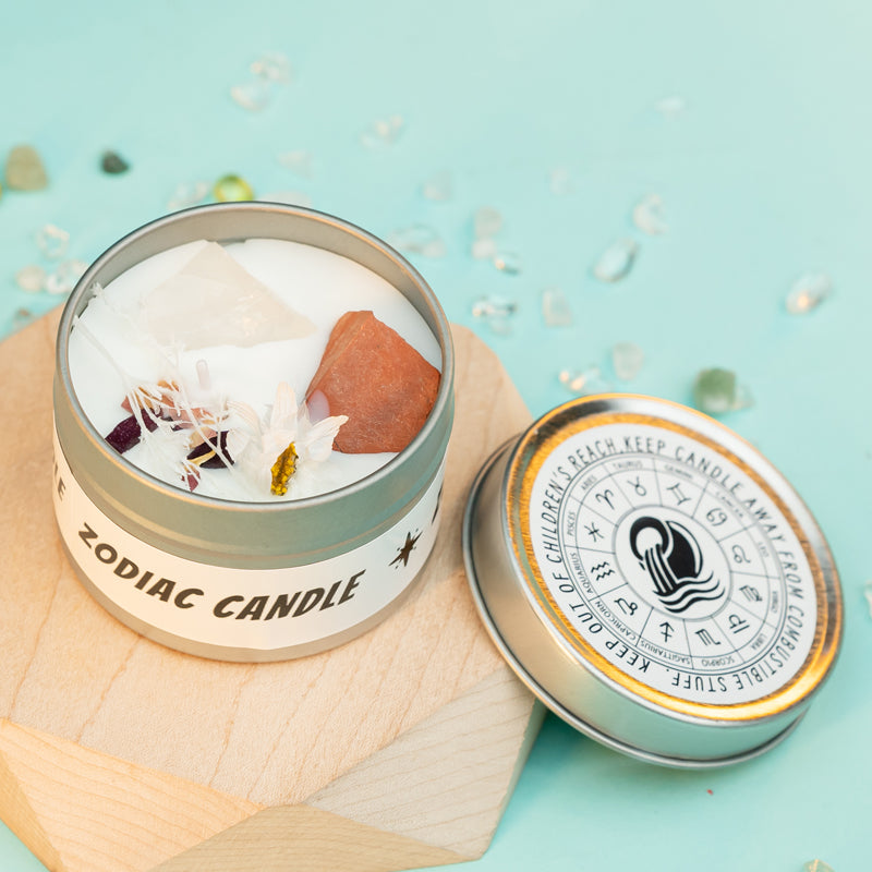 "Stellar Scents: The Zodiac Collection of Crystal-Infused Candles"