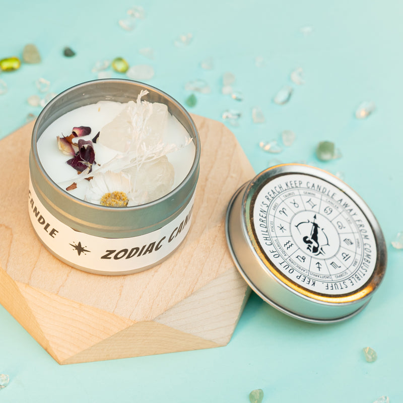 "Stellar Scents: The Zodiac Collection of Crystal-Infused Candles"