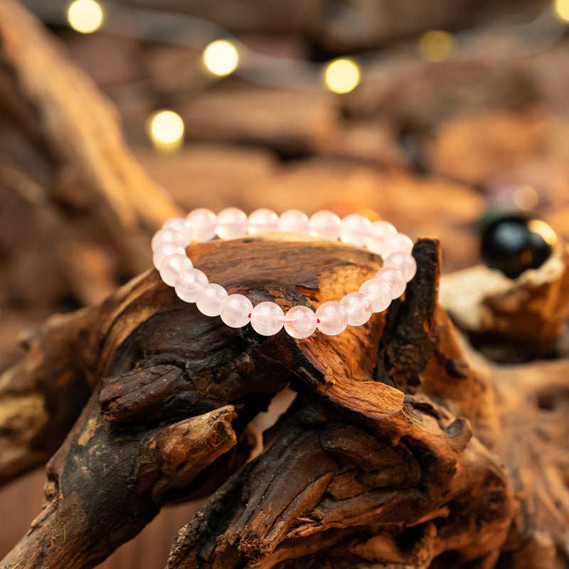 "Embrace of Love: The Tender Charm of a Rose Quartz Bracelet"