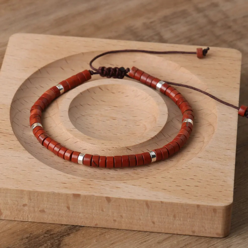 Natural crystal stone red agate bracelet Africa Turquoise Bracelet - Boho couple bracelets 2025 energy jewelry, Perfect for Casual Attire or Vacation