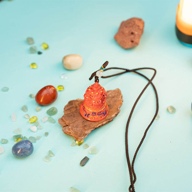 "Divine Echoes: The Cinnabar Bell Pendant for Rituals and Divination"