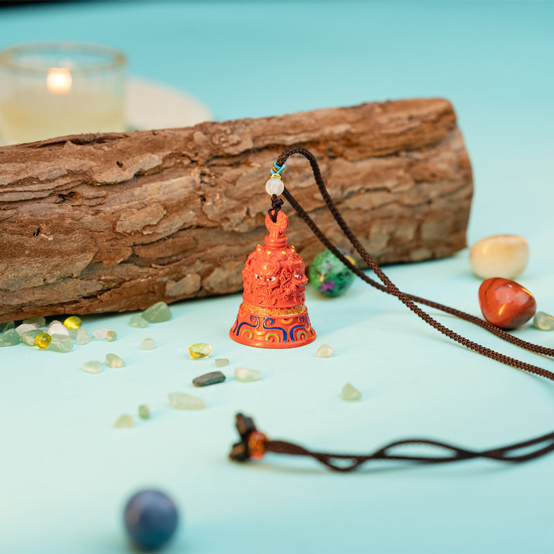 "Divine Echoes: The Cinnabar Bell Pendant for Rituals and Divination"