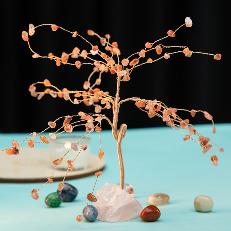 "Harmony in Bloom: The Enchanting Rose Quartz Crystal Tree"