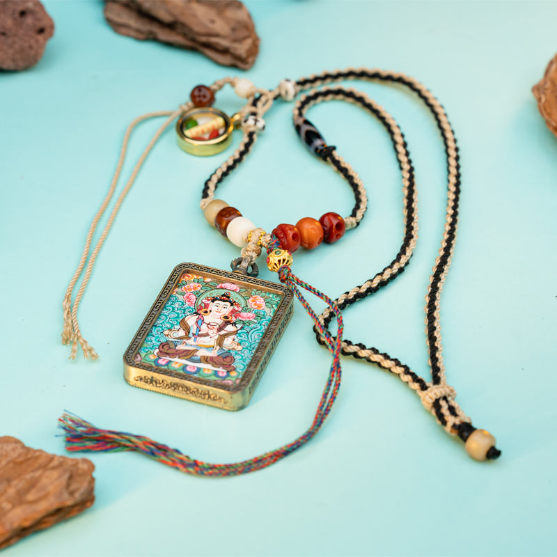 "Divine Tapestry: The Exquisite Thangka Amulet Pendant"