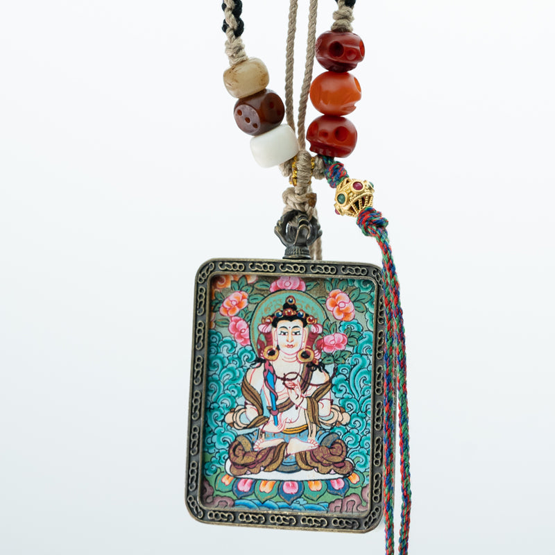 "Divine Tapestry: The Exquisite Thangka Amulet Pendant"