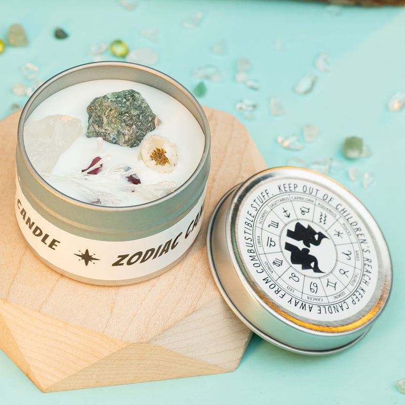 "Stellar Scents: The Zodiac Collection of Crystal-Infused Candles"