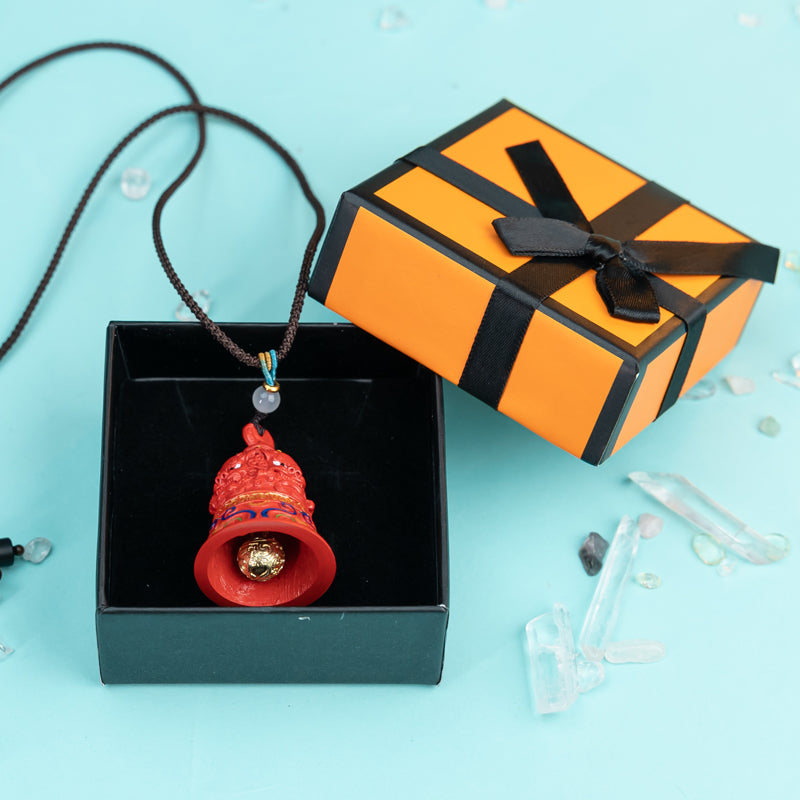 "Divine Echoes: The Cinnabar Bell Pendant for Rituals and Divination"