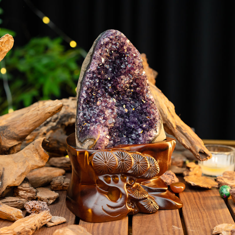 "Mystic Radiance: The Enchanting Allure of an Amethyst Raw Stone Decor Piece"