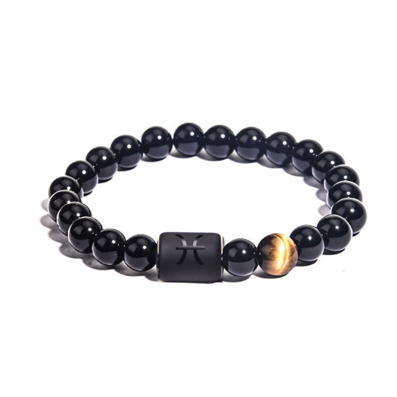 "Harmonizing Energies: The Black Obsidian Zodiac Bracelet"