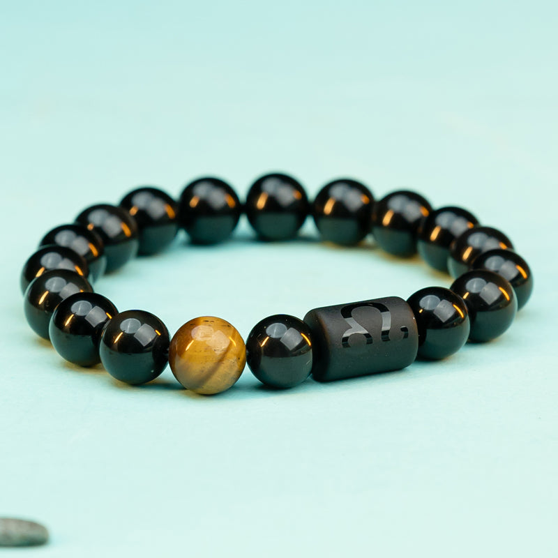 "Harmonizing Energies: The Black Obsidian Zodiac Bracelet"