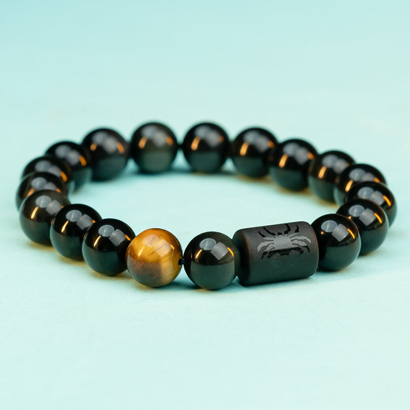 "Harmonizing Energies: The Black Obsidian Zodiac Bracelet"