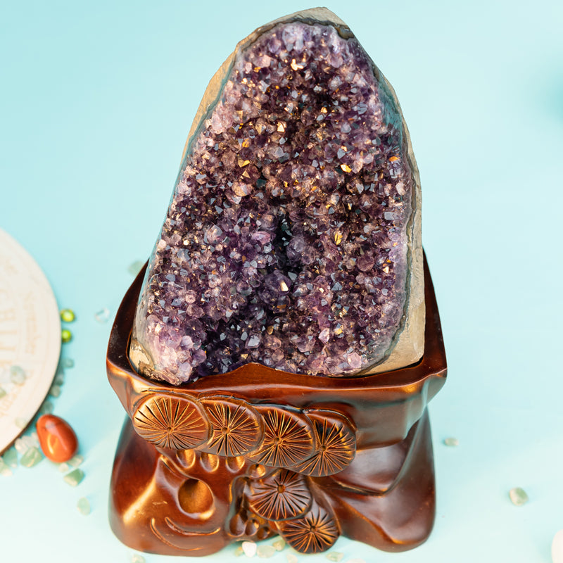 "Mystic Radiance: The Enchanting Allure of an Amethyst Raw Stone Decor Piece"