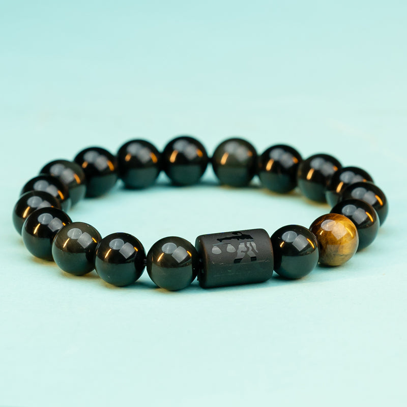 "Harmonizing Energies: The Black Obsidian Zodiac Bracelet"